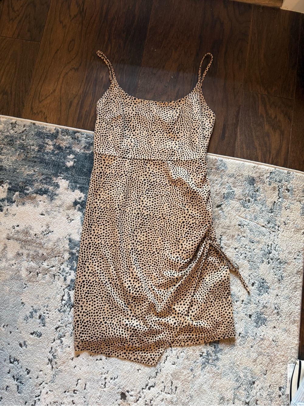 Gianni Bini Beige Mini Slip Dress with Black Spot Print